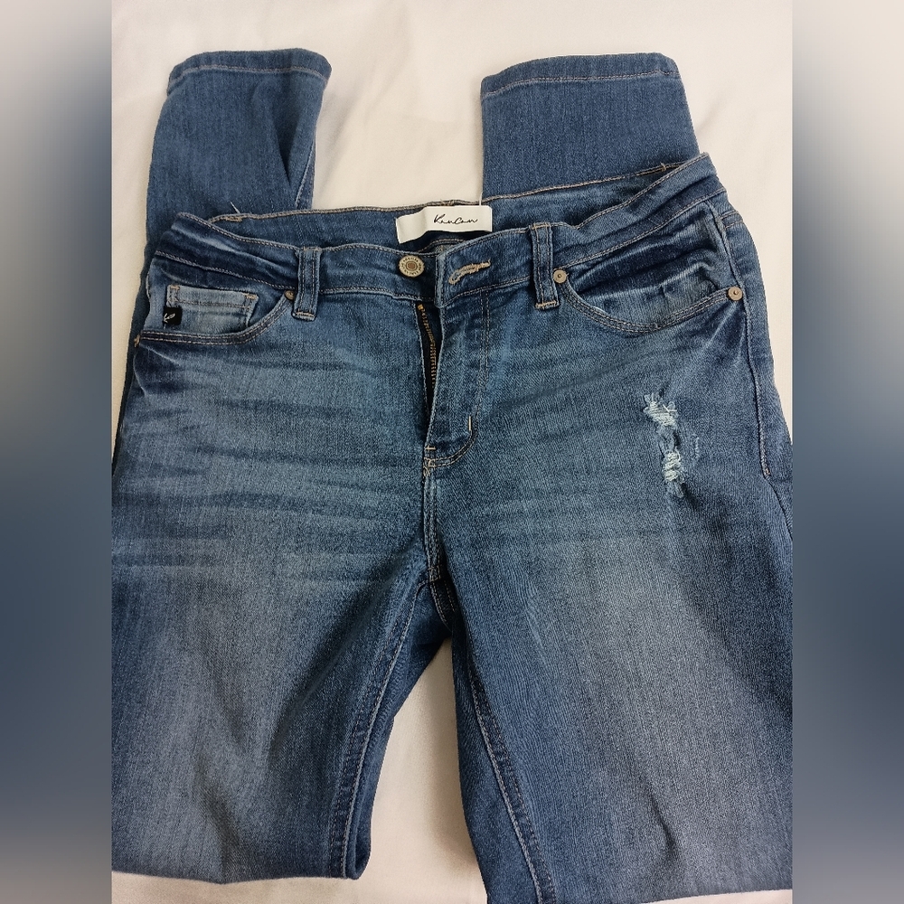 Kancan 7/27 Women's Slightly Distressed Blue Designer Denim Jeans (#1,407)